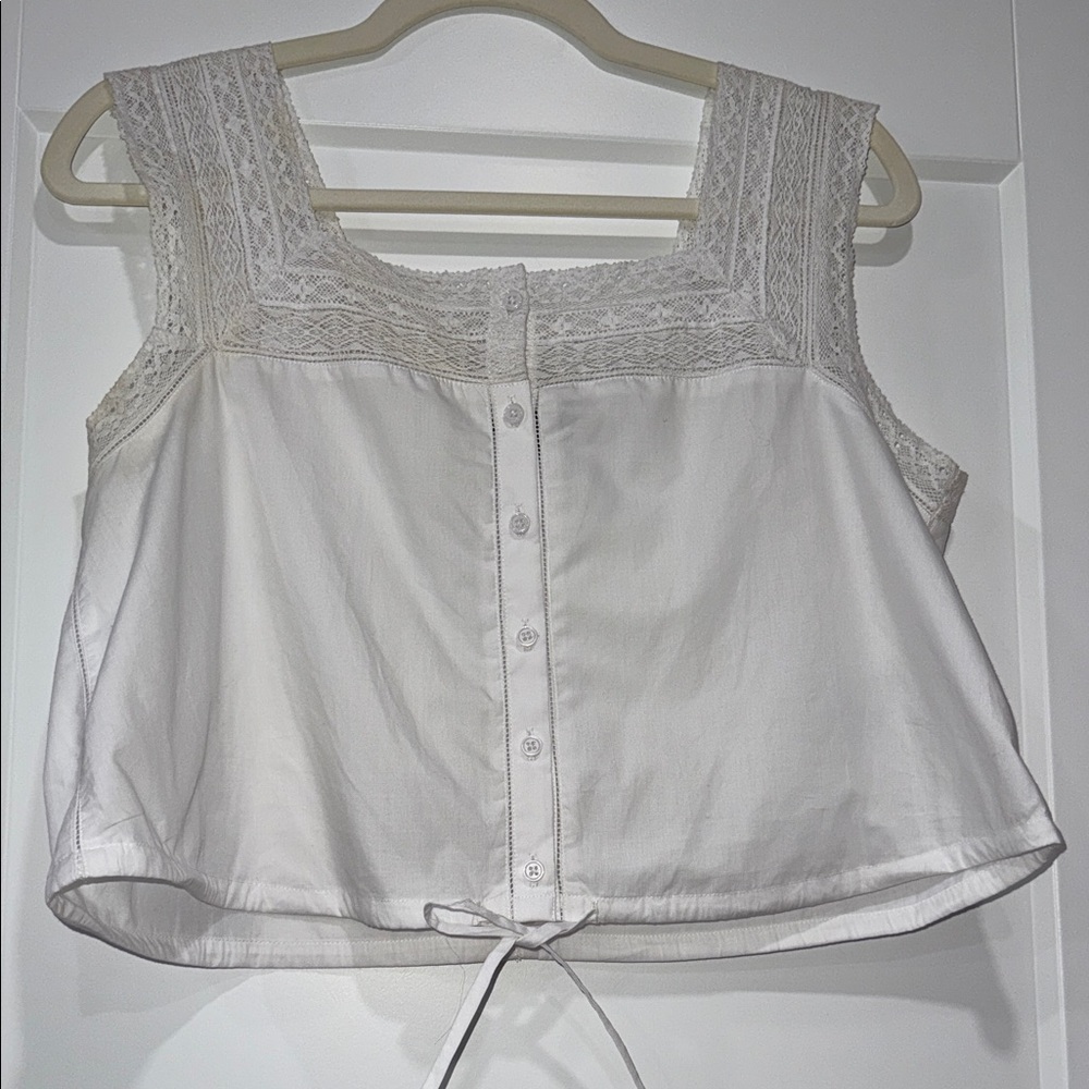 J. Crew White Lace Button-Down Blouse